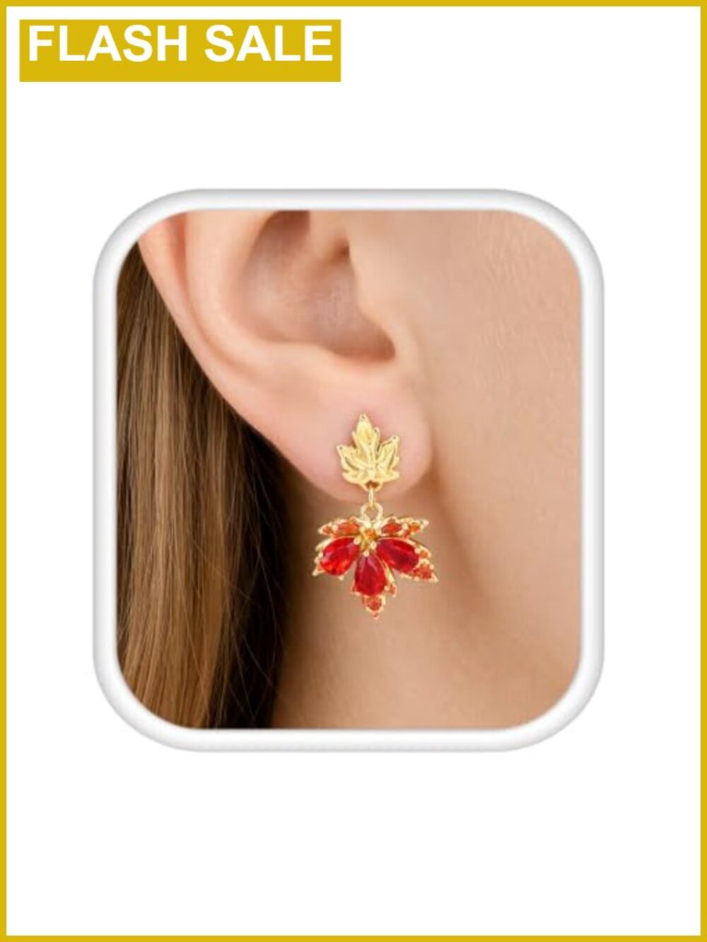 Maple Leaf Dangle Earrings Gold Tone Metal Women Fall Thanksgiving Jewelry